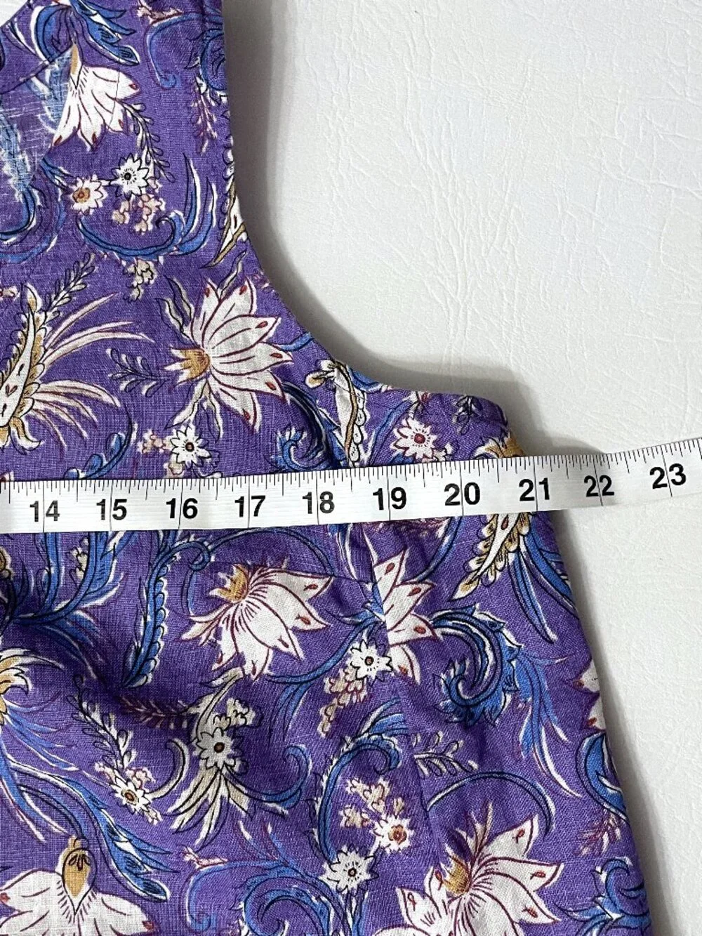 J Jill Love Linen Dress Womens Medium Purple 100% Linen Floral Sleeveless Shift